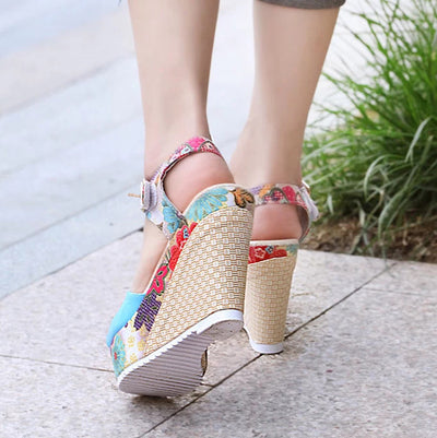 Sandalias de Tacón Alto con Flores para Mujer - Image 58