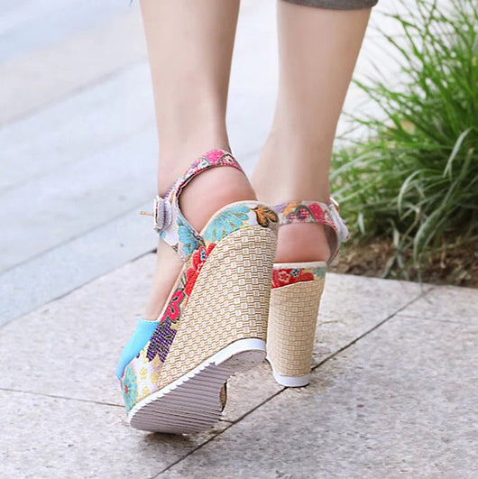 Sandalias de Tacón Alto con Flores para Mujer - Image 58