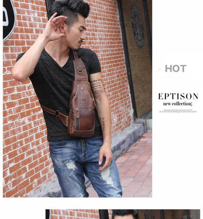 Bolsa de Pecho de Cuero para Hombre - Bandolera Crossbody - Image 10