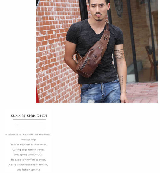 Bolsa de Pecho de Cuero para Hombre - Bandolera Crossbody - Image 11