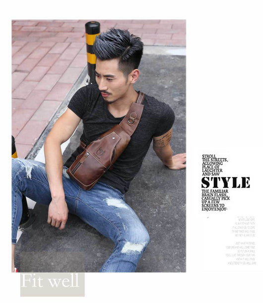 Bolsa de Pecho de Cuero para Hombre - Bandolera Crossbody - Image 12