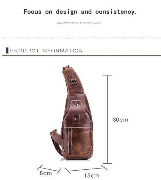 Bolsa de Pecho de Cuero para Hombre - Bandolera Crossbody - Image 13