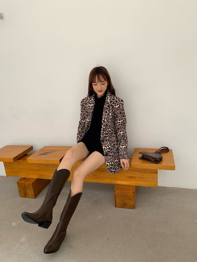 Botas Vaqueras Altas hasta la Rodilla con Tacón Grueso y Punta Fina para Mujer - Image 9