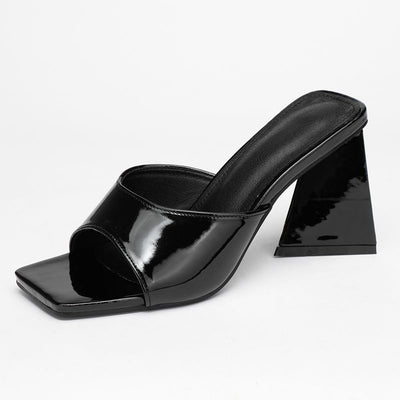 Sandalias y Pantuflas de Tacón Alto Grueso con Punta Cuadrada para Mujer - Image 9