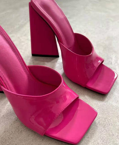 Sandalias y Pantuflas de Tacón Alto Grueso con Punta Cuadrada para Mujer - Image 16