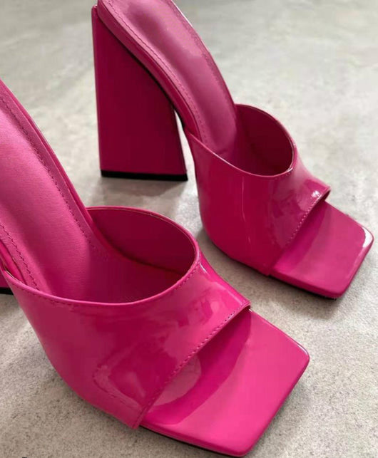 Sandalias y Pantuflas de Tacón Alto Grueso con Punta Cuadrada para Mujer - Image 16