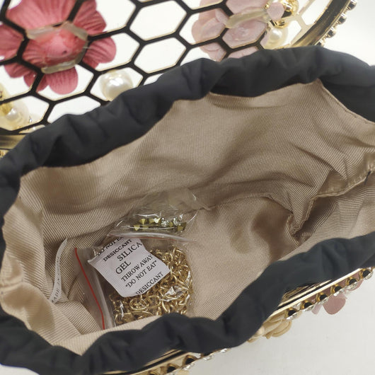 Bolso Tipo Saco con Perlas y Diamantes en Diseño Floral - Image 23