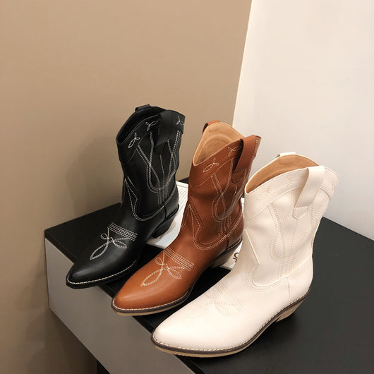 Botas Knight Retro con Tacón Grueso y Bordado Decorativo - Image 6