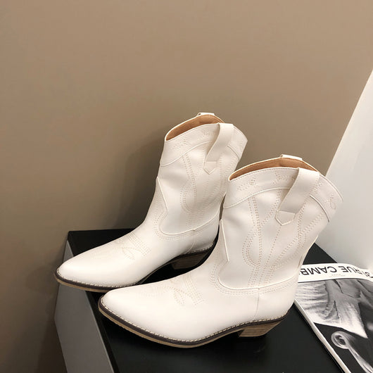 Botas Knight Retro con Tacón Grueso y Bordado Decorativo - Image 8