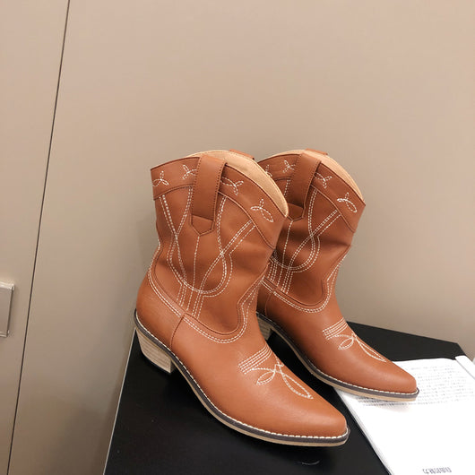 Botas Knight Retro con Tacón Grueso y Bordado Decorativo - Image 20