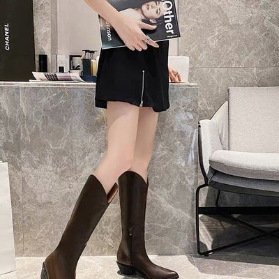 Botas Retro de Tacón Grueso con Punta Afilada - Estilo Vintage Blanco - Image 12