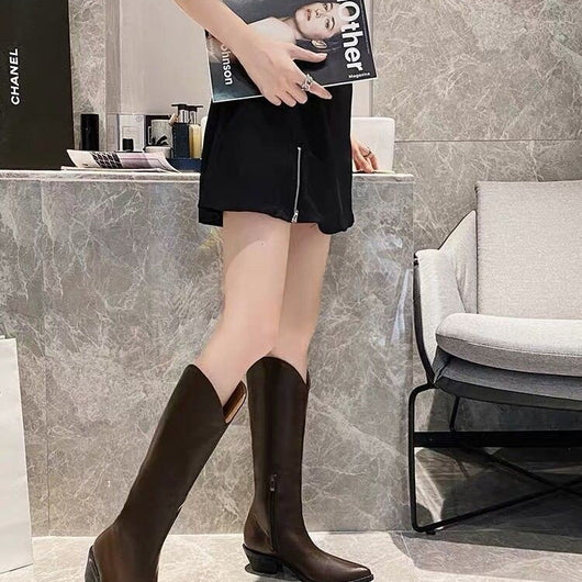 Botas Retro de Tacón Grueso con Punta Afilada - Estilo Vintage Blanco - Image 13