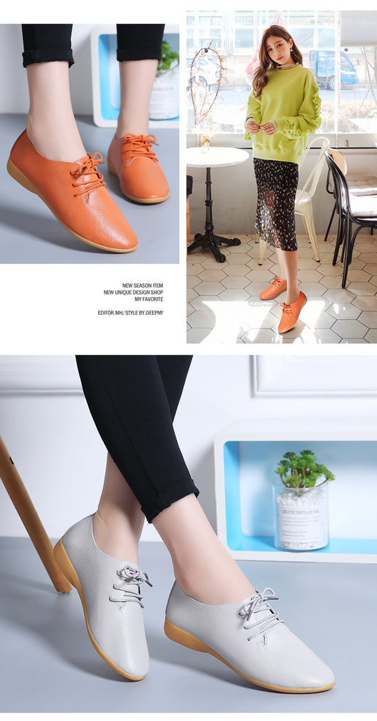 Zapatos Blancos Planos Clásicos Estilo Británico para Mujer - Image 14