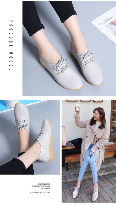 Zapatos Blancos Planos Clásicos Estilo Británico para Mujer - Image 15