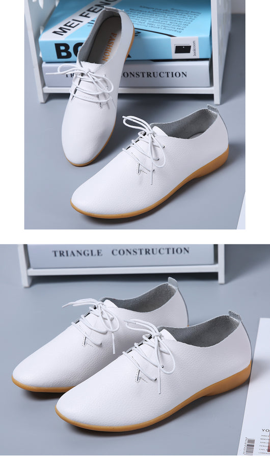 Zapatos Blancos Planos Clásicos Estilo Británico para Mujer - Image 19