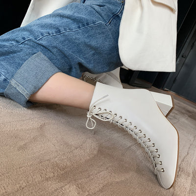 Botas Martin Retro Románticas con Cordones y Tacón Grueso Alto - Image 15