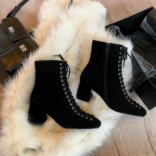 Botas Martin Retro Románticas con Cordones y Tacón Grueso Alto - Image 18