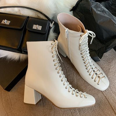 Botas Martin Retro Románticas con Cordones y Tacón Grueso Alto - Image 20