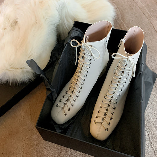 Botas Martin Retro Románticas con Cordones y Tacón Grueso Alto - Image 21