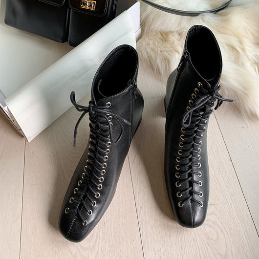 Botas Martin Retro Románticas con Cordones y Tacón Grueso Alto - Image 22