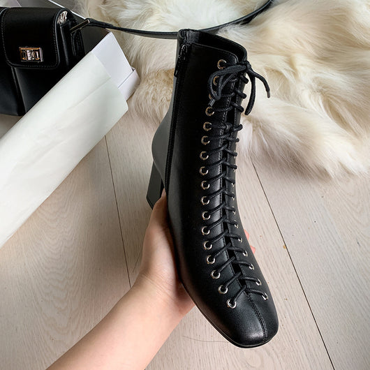Botas Martin Retro Románticas con Cordones y Tacón Grueso Alto - Image 23
