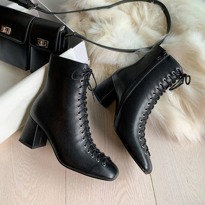Botas Martin Retro Románticas con Cordones y Tacón Grueso Alto - Image 24