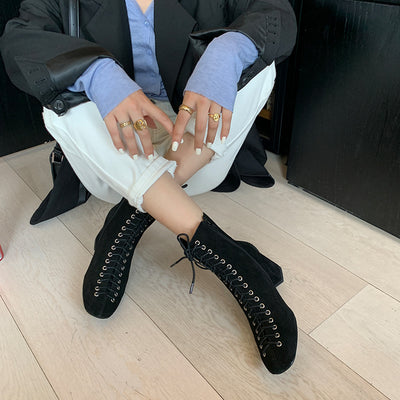 Botas Martin Retro Románticas con Cordones y Tacón Grueso Alto - Image 26