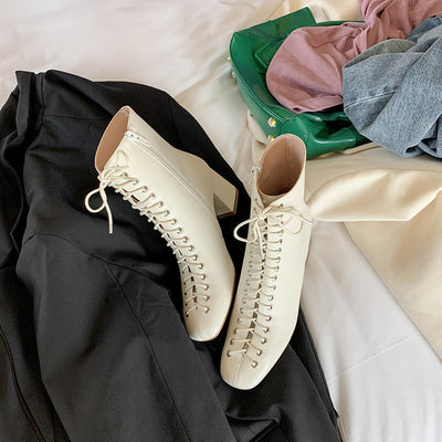 Botas Martin Retro Románticas con Cordones y Tacón Grueso Alto - Image 27