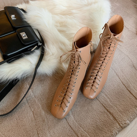 Botas Martin Retro Románticas con Cordones y Tacón Grueso Alto - Image 32
