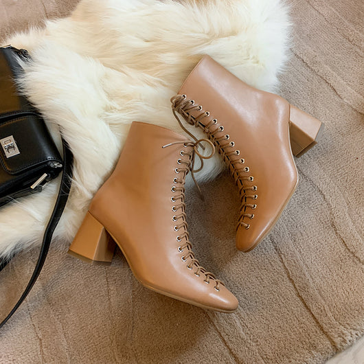 Botas Martin Retro Románticas con Cordones y Tacón Grueso Alto - Image 33