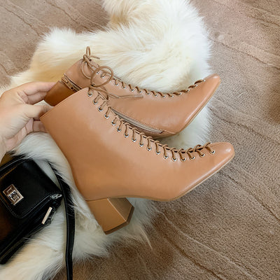 Botas Martin Retro Románticas con Cordones y Tacón Grueso Alto - Image 34