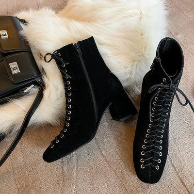 Botas Martin Retro Románticas con Cordones y Tacón Grueso Alto - Image 35