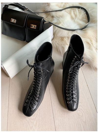 Botas Martin Retro Románticas con Cordones y Tacón Grueso Alto - Image 36