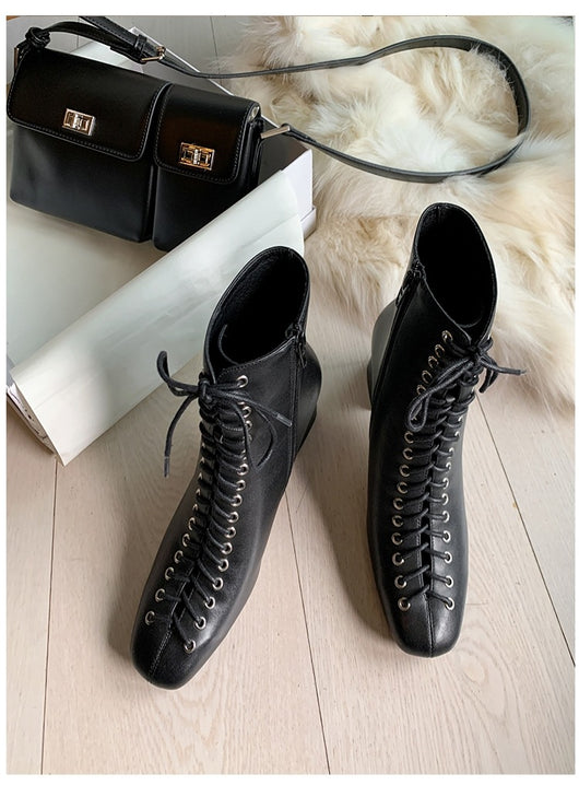 Botas Martin Retro Románticas con Cordones y Tacón Grueso Alto - Image 36
