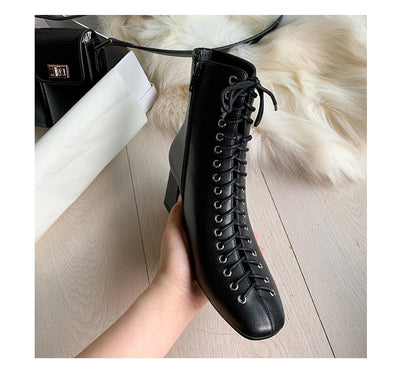 Botas Martin Retro Románticas con Cordones y Tacón Grueso Alto - Image 37