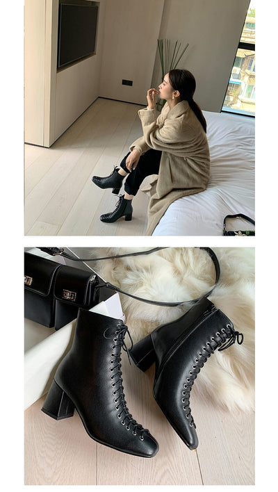 Botas Martin Retro Románticas con Cordones y Tacón Grueso Alto - Image 38
