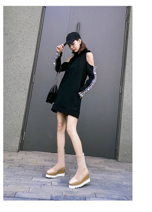 Botas Martin de Cuero con Plataforma Gruesa y Stretch - Botines Wedge Versátiles para Mujer - Image 13