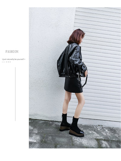 Botas Martin de Cuero con Plataforma Gruesa y Stretch - Botines Wedge Versátiles para Mujer - Image 18