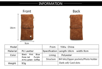Billetera Larga Coreana de Cuero Mate con Doble Compartimento y Múltiples Tarjetas para Mujer - Image 14