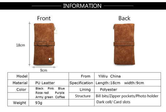 Billetera Larga Coreana de Cuero Mate con Doble Compartimento y Múltiples Tarjetas para Mujer - Image 14
