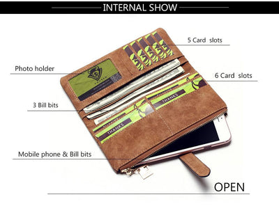 Billetera Larga Coreana de Cuero Mate con Doble Compartimento y Múltiples Tarjetas para Mujer - Image 15