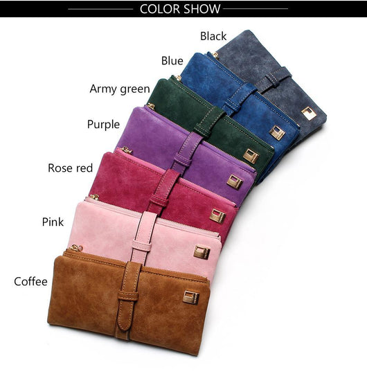 Billetera Larga Coreana de Cuero Mate con Doble Compartimento y Múltiples Tarjetas para Mujer - Image 16
