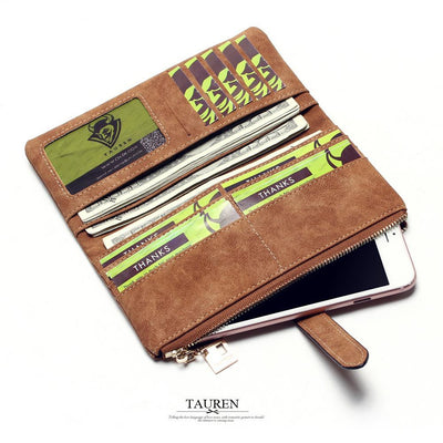 Billetera Larga Coreana de Cuero Mate con Doble Compartimento y Múltiples Tarjetas para Mujer - Image 23