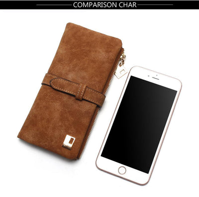 Billetera Larga Coreana de Cuero Mate con Doble Compartimento y Múltiples Tarjetas para Mujer - Image 29