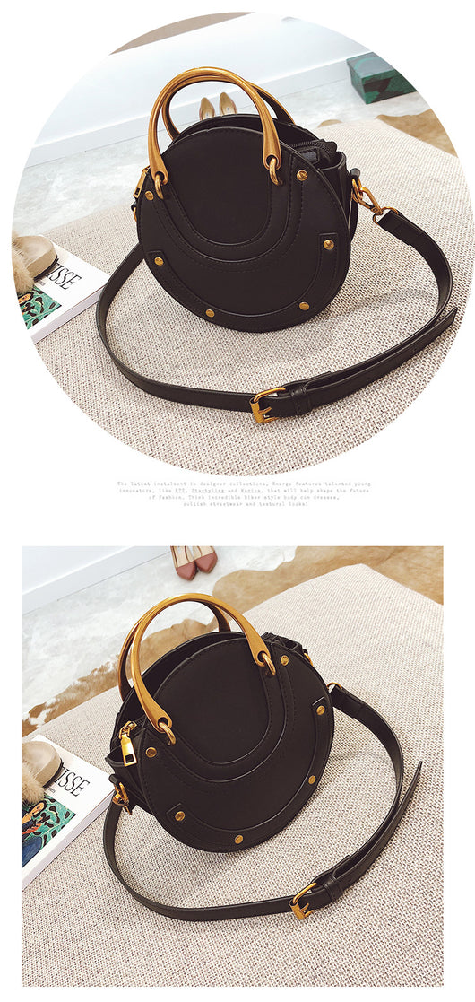 Bolso Redondo de Remaches Portátil - Bandolera Elegante Estilo Coreano para Mujer - Image 9