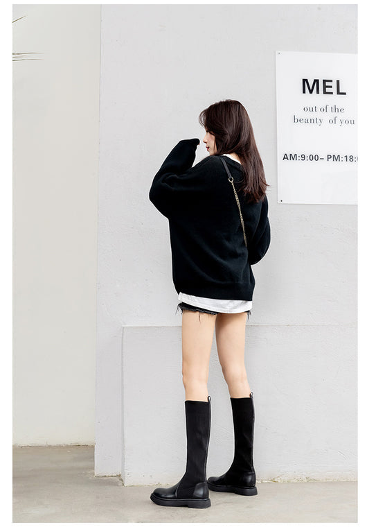 Botas de Punto Elástico para Mujer - Estilo Influencer Versátil - Image 8