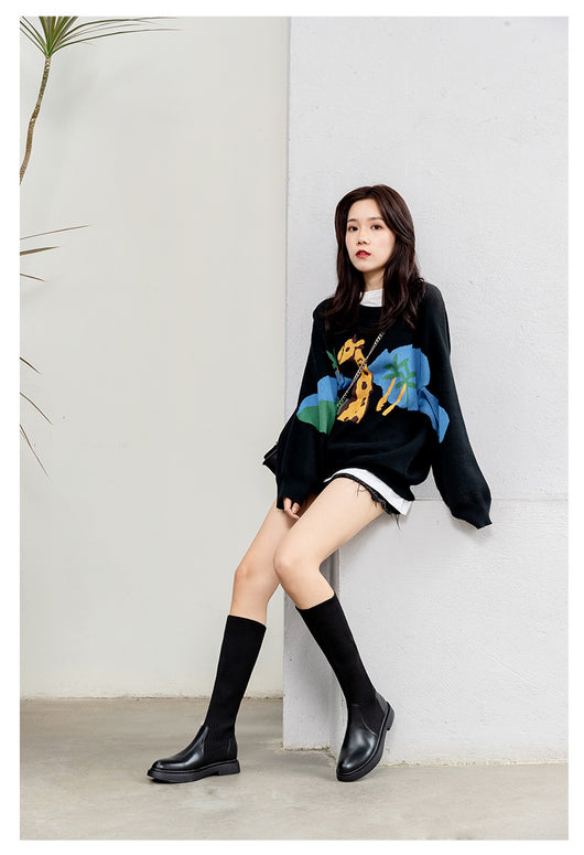 Botas de Punto Elástico para Mujer - Estilo Influencer Versátil - Image 9