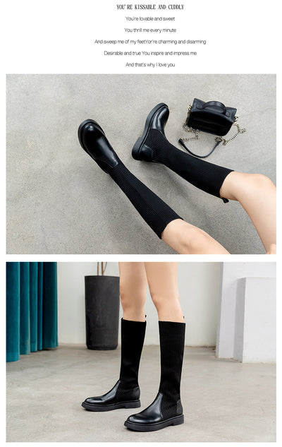Botas de Punto Elástico para Mujer - Estilo Influencer Versátil - Image 13