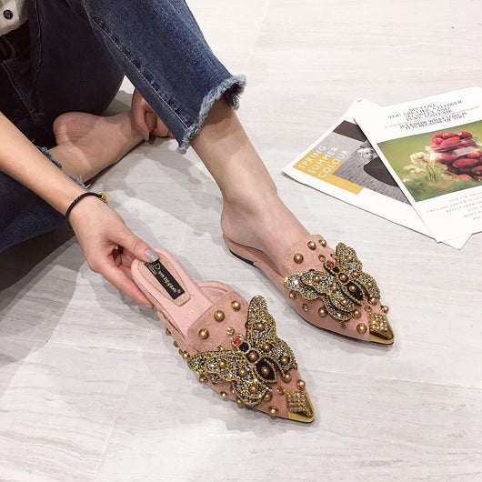Pantuflas Tipo Baotou con Mariposas de Strass y Punta Abierta - Image 13