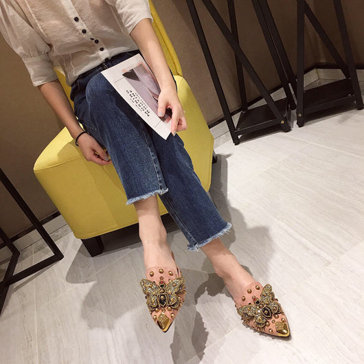 Pantuflas Tipo Baotou con Mariposas de Strass y Punta Abierta - Image 14